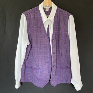 Allison Daley purple white vintage schoolgirl preppy button down top women's 16